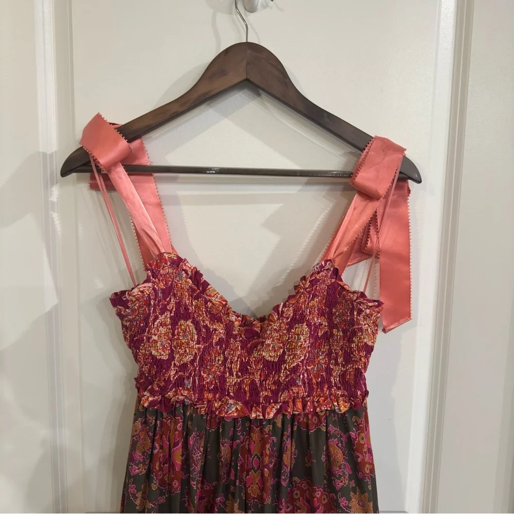 Free People Bluebell Tiered Maxi Dress in Pink Multi